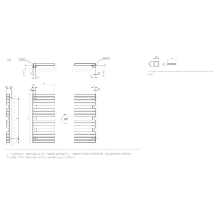 Grzejnik Terma Warp T 65,5x50 cm - kolor- sanitbuy.pl