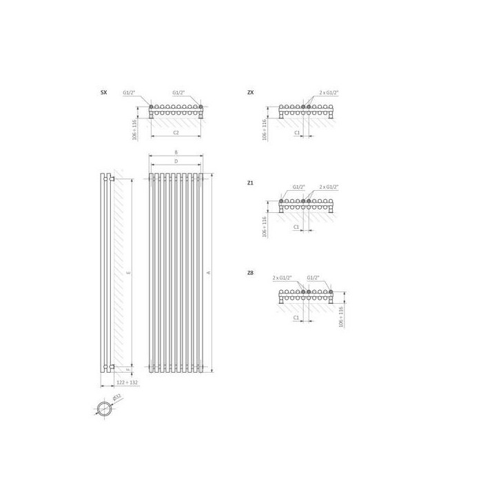 Grzejnik Terma Tune HSD (wolnostojący) 39x140 cm - biały/ kolor- sanitbuy.pl