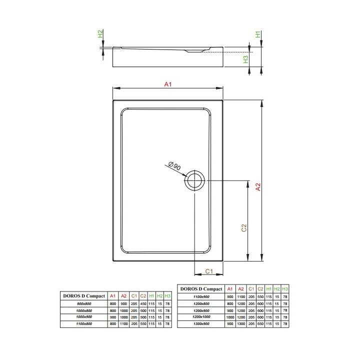 Brodzik akrylowy Radaway Doros D 900x800 prostokątny- sanitbuy.pl