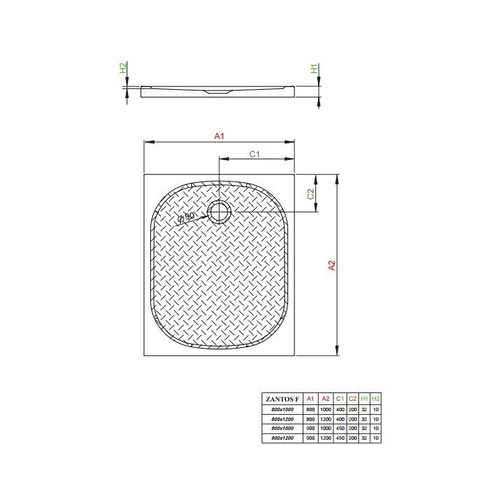Brodzik z konglomeratu 100x80cm Radaway Zantos F - sanitbuy.pl