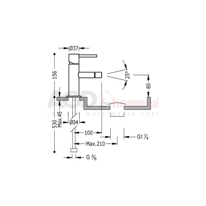 Bateria bidetowa z korkiem automatycznym Tres study exclusive- sanitbuy.pl
