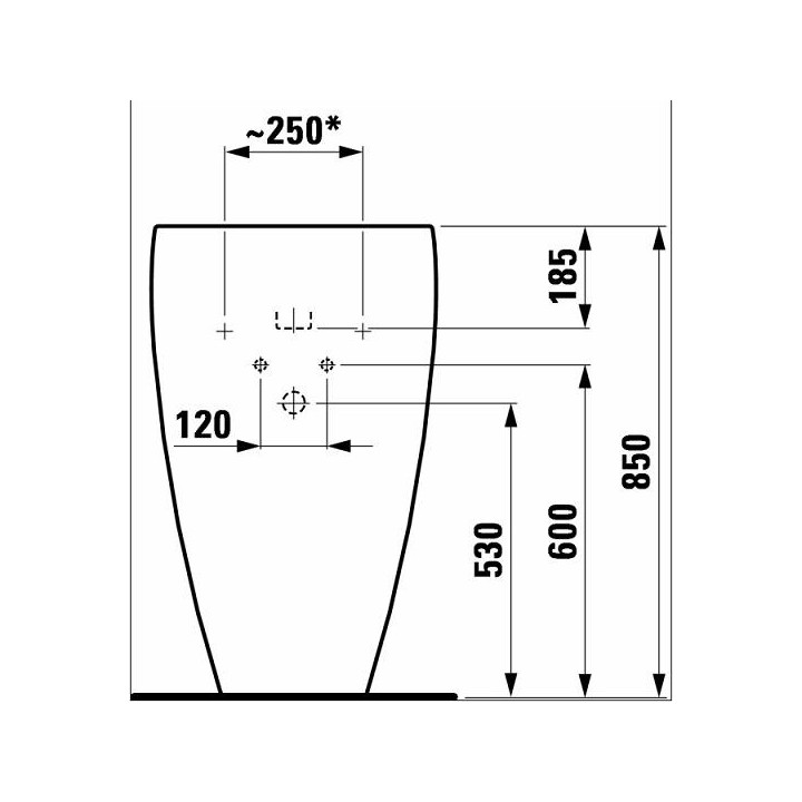 Monolityczna umywalka wolnostojąca z postumentem z otworem na baterię 53cm Laufen Alessi One- sanitbuy.pl