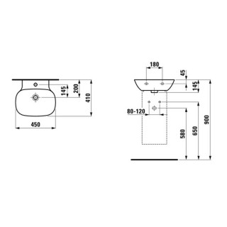 Umywalka ścienna 450 x 410 mm z otworem na baterię SaphirKeramik Laufen INO- sanitbuy.pl