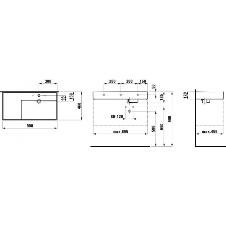 Umywalka ścienna 90x46 cm SaphirKeramik Laufen Kartell- sanitbuy.pl