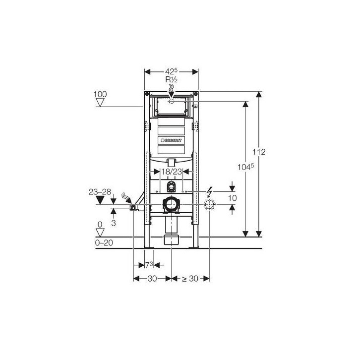 Element montażowy stelaż Geberit Duofix do WC dla niepełnosprawnych, Sigma 12cm, H112- sanitbuy.pl