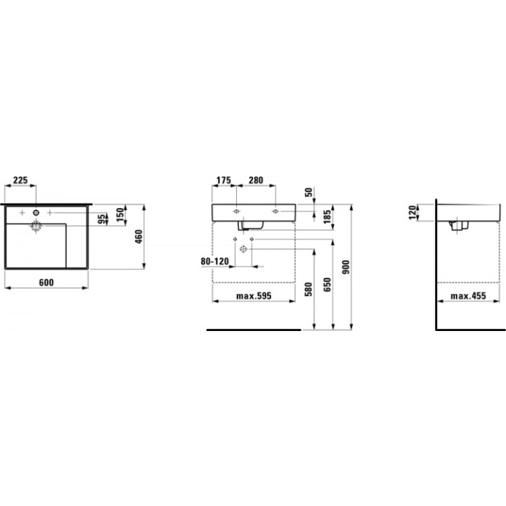 Umywalka ścienna 60x46 cm SaphirKeramik bez otworu na baterię Laufen Kartell- sanitbuy.pl