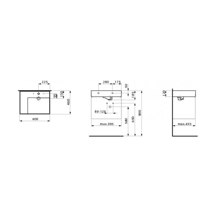 Umywalka ścienna 600 x 460 mm SaphirKeramik Laufen Kartell- sanitbuy.pl