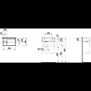 Umywalka ścienna mała 460 x 280 mm SaphirKeramik 1-otworowa Laufen Kartell- sanitbuy.pl
