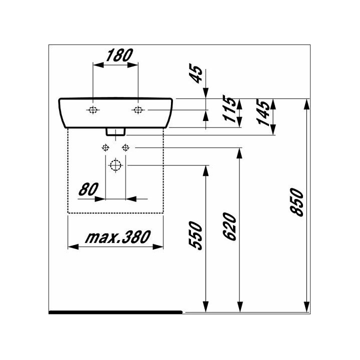 Umywalka ścienna 450x340mm z otworem na baterię Laufen Pro A- sanitbuy.pl