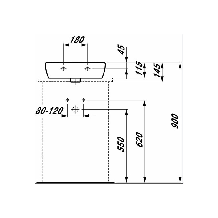 Umywalka ścienna 450 x 340 mm z otworem na baterię Laufen Pro A- sanitbuy.pl