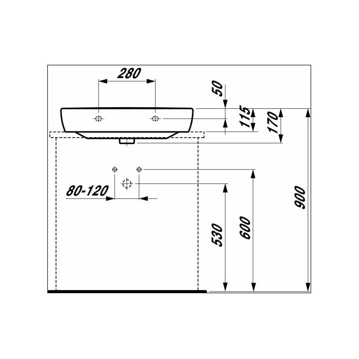 Umywalka nablatowa 650x480 bez otworu na baterię Laufen Pro A- sanitbuy.pl