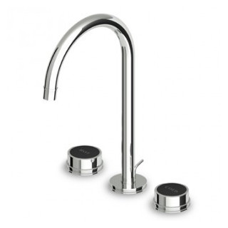 Bateria umywalkowa 3-otworowa z korkiem chrom/czarny Zucchetti SAVOY- sanitbuy.pl