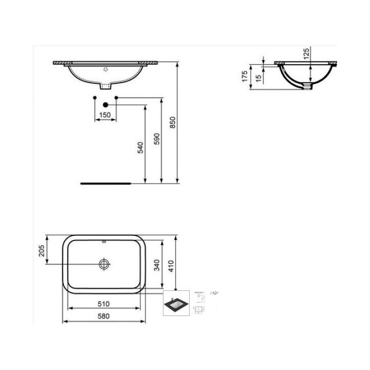 Umywalka podblatowa 58 cm, biała Ideal Standard Connect - sanitbuy.pl