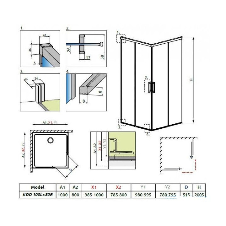 Kabina prysznicowa 100x80cm szkło przejrzyste chrom Radaway Idea Kdd- sanitbuy.pl