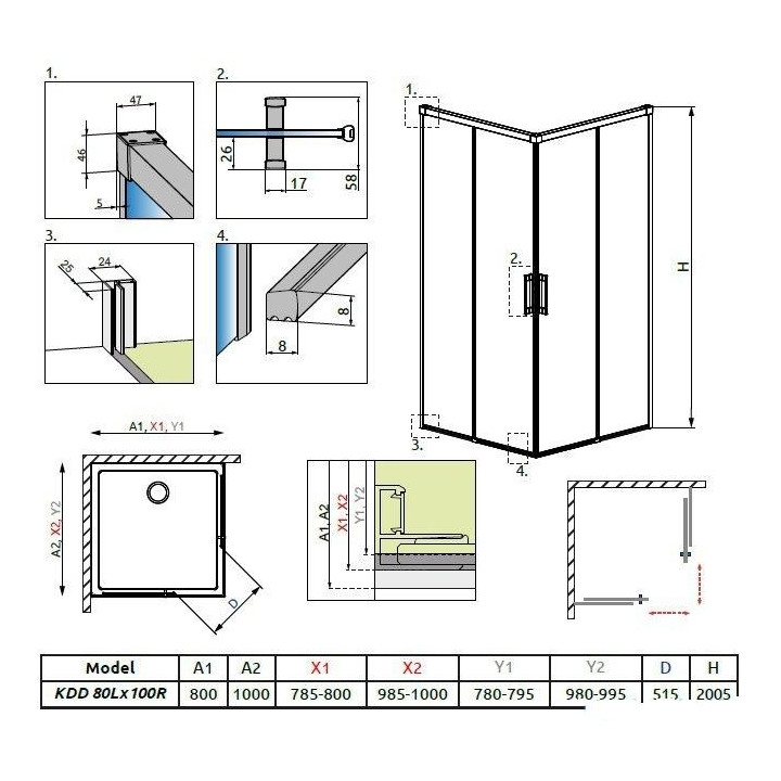 Kabina prysznicowa 100x80cm szkło przejrzyste chrom Radaway Idea Kdd - sanitbuy.pl