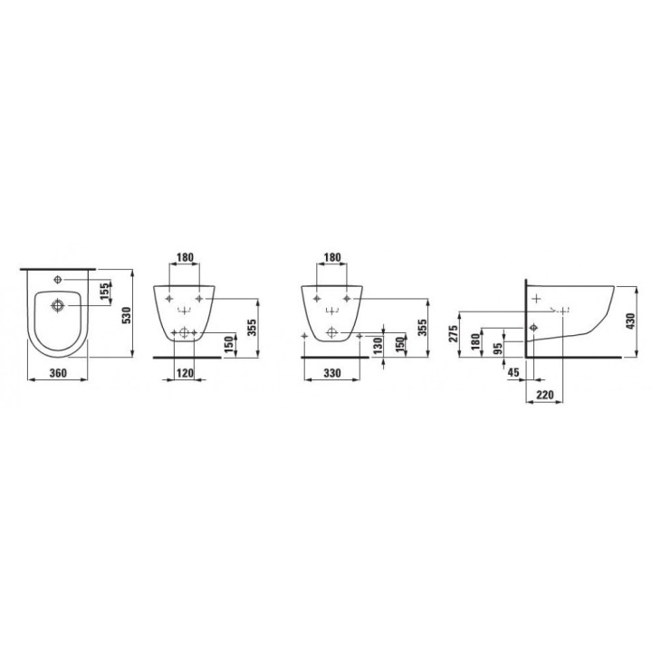 Bidet podwieszany 360 x 530 mm biały Laufen Pro- sanitbuy.pl