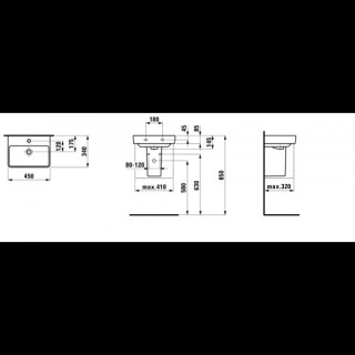 Umywalka ścienna 45x34cm z otworem na baterię na środku, biała Laufen Pro S- sanitbuy.pl
