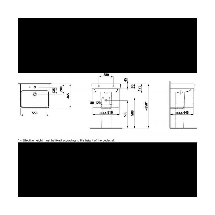 Umywalka ścienna 550 x 465 mm z otworem na baterię biała Laufen PRO S- sanitbuy.pl