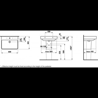Umywalka ścienna 600 x 465 mm z otworem na baterię biała Laufen Pro S- sanitbuy.pl