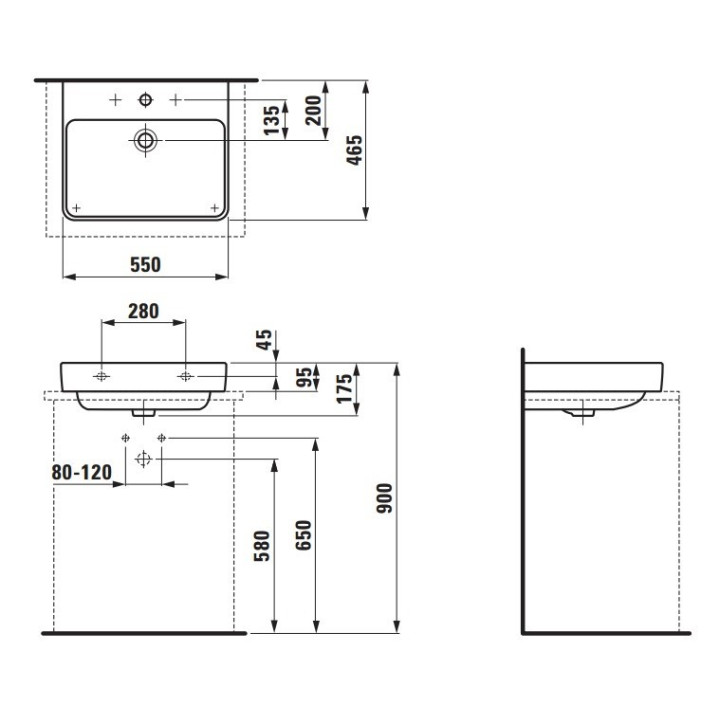 Umywalka 55x46,5 cm z otworem na baterie, biała Laufen Pro S- sanitbuy.pl