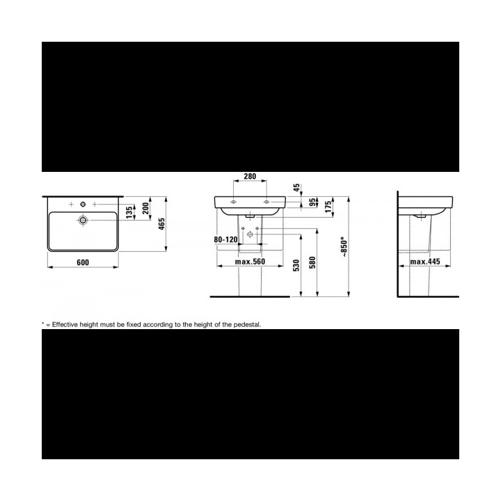 Umywalka 55x46,5 cm z otworem na baterie, biała Laufen Pro S- sanitbuy.pl