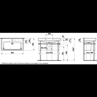Umywalka ścienna 850 x 460 mm z otworem na baterię biała Laufen Pro S- sanitbuy.pl