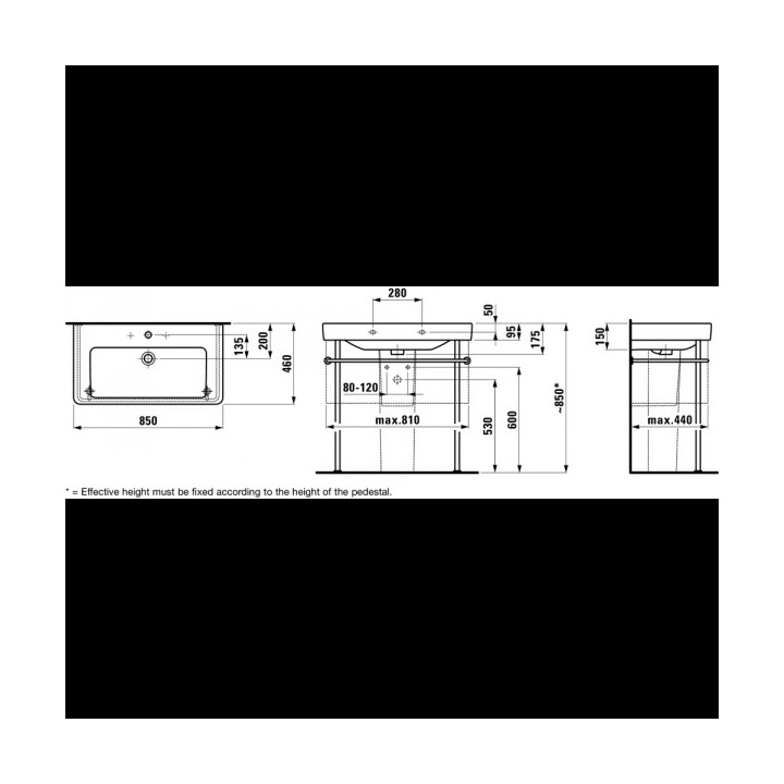 Umywalka ścienna 850 x 460 mm z otworem na baterię biała Laufen Pro S- sanitbuy.pl