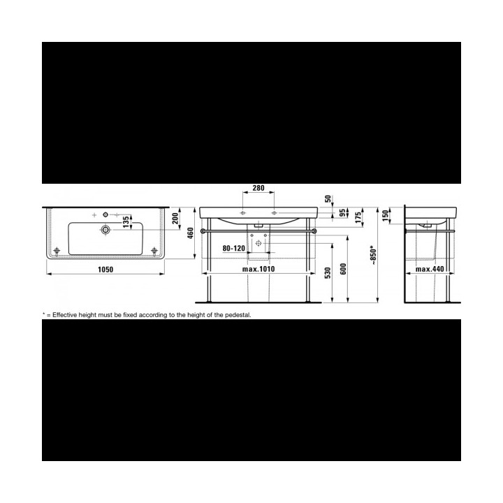 Umywalka ścienna 1050 x 460 mm z otworem na baterię biała Laufen Pro S- sanitbuy.pl