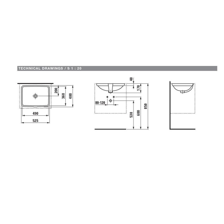 Umywalka podblatowa 52,5 x 40 cm bez otworu na baterię, biała  Laufen Pro S- sanitbuy.pl