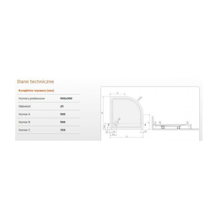 Brodzik półokrągły BP/FREE 90x90x2,5 cm +STB Sanplast Free Line- sanitbuy.pl