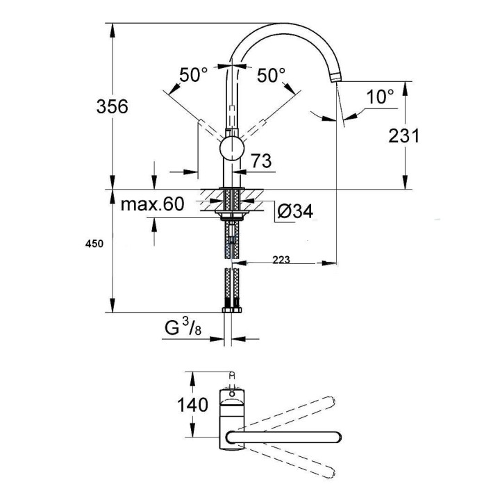 Bateria zlewozmywakowa jednouchwytowa czarna Grohe Minta- sanitbuy.pl