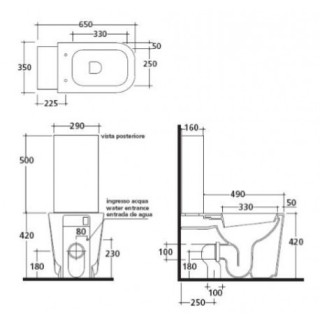Miska kompaktowa wc 650 x 350 x 420 mm odpływ uniwersalny Galassia MEG11- sanitbuy.pl