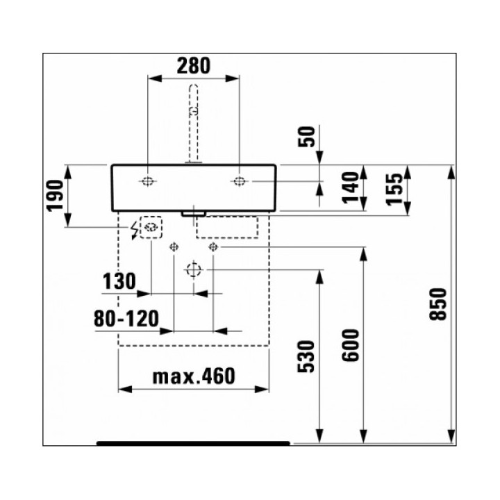 Umywalka ścienna 500 x 460 mm z otworem na baterię biała Laufen LIVING CITY- sanitbuy.pl
