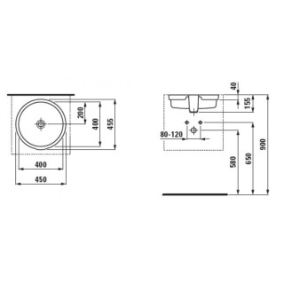 Umywalka podblatowa śr.450 mm bez otworu na baterię szlifowana od spodu biała Laufen LIVING CITY- sanitbuy.pl