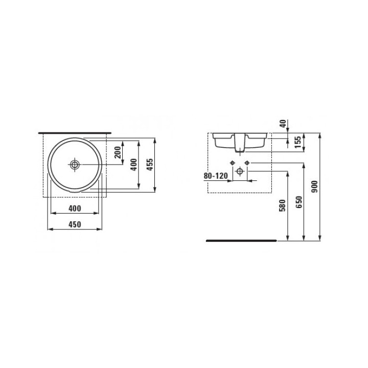 Umywalka podblatowa śr.450 mm bez otworu na baterię szlifowana od spodu biała Laufen LIVING CITY- sanitbuy.pl