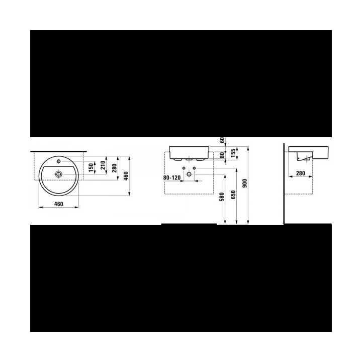Umywalka półblatowa śr. 460 mm z otworem na baterie biała Laufen LIVING CITY- sanitbuy.pl