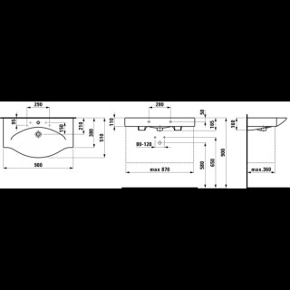 Umywalka ścienna Laufen PALACE 900 x 510 mm z otworem na baterię biała - sanitbuy.pl