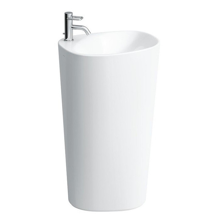 Umywalka wolnostojąca 52x39,5x90 cm ze zintegrowanym postumentem i z otworem na baterię, biała - sanitbuy.pl