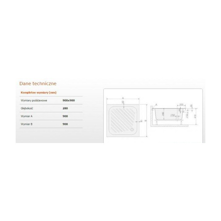 Sanplast Brodzik kwadratowy Classic 90x90x28cm + stelaż- sanitbuy.pl