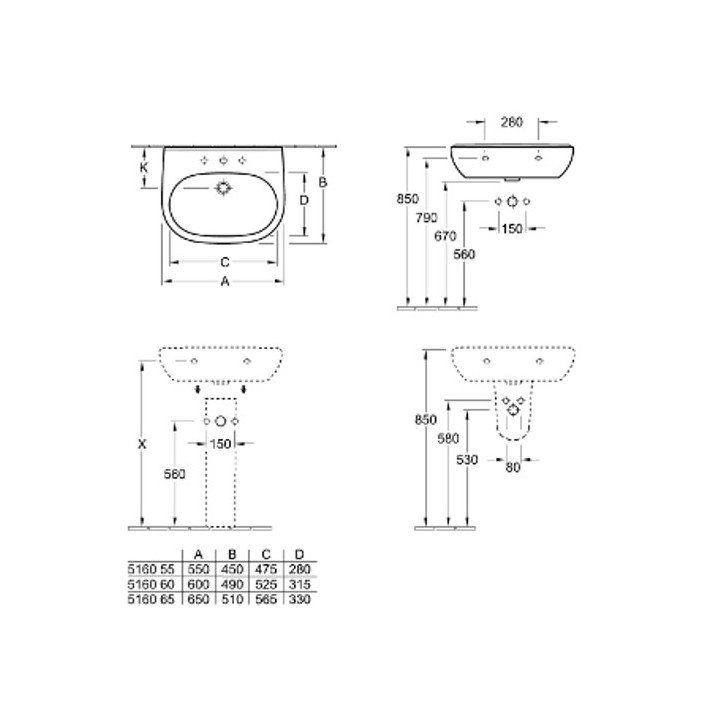 Umywalka Villeroy & Boch O.Novo wisząca 600x490 mm- sanitbuy.pl