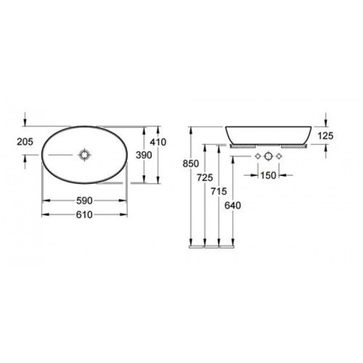 Umywalka nablatowa, prostokątna Villeroy & Boch Artis biały Alpin, 58 x 38 cm, powłoka CeramicPlus- sanitbuy.pl