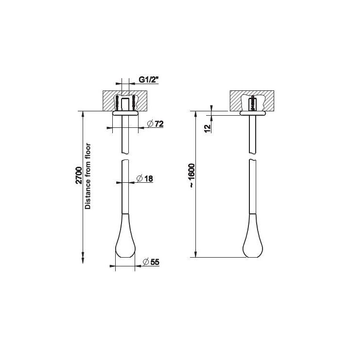 Wylewka ścienna 160cm Gessi Goccia chrom- sanitbuy.pl